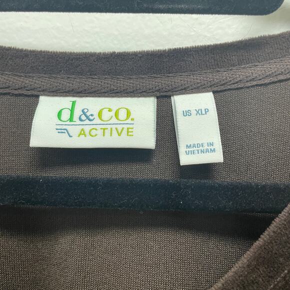 Denim & Co. Active Women's XLP Brown Velour Front Pockets V Neck Tunic Top - Picture 2 of 7